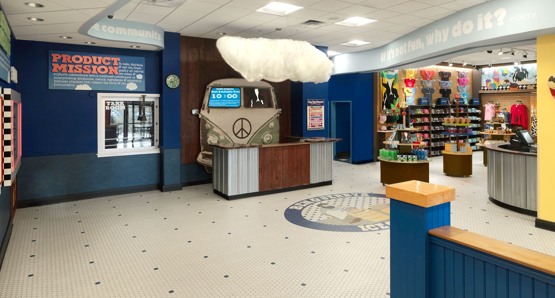 Commercial Interior Design Ben & Jerry's Tour Lobby Vermont